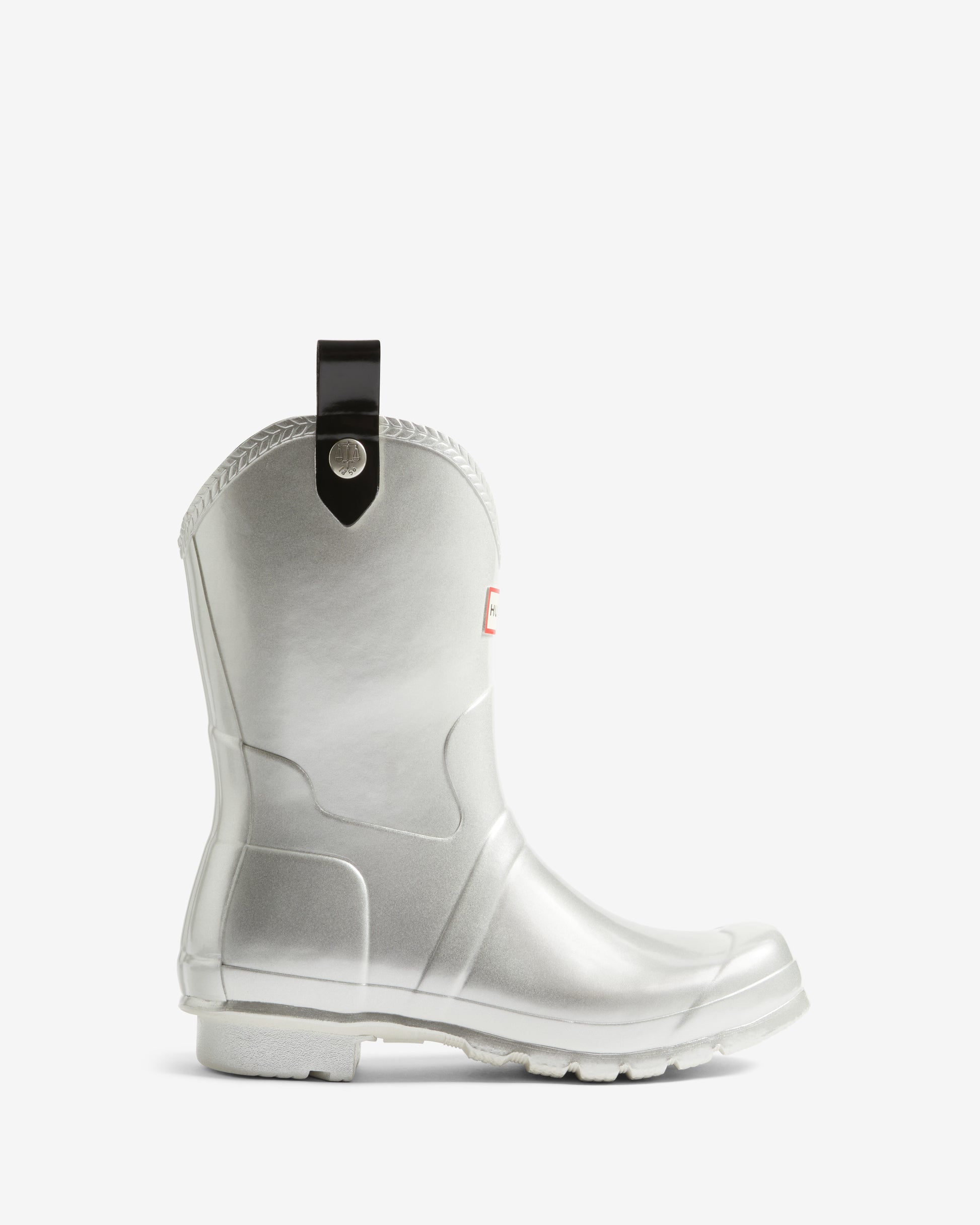 Hunter Womens Original Metallic Cowboy Boot Wellies - Silver | CHO | Designer Womens Short Wellies