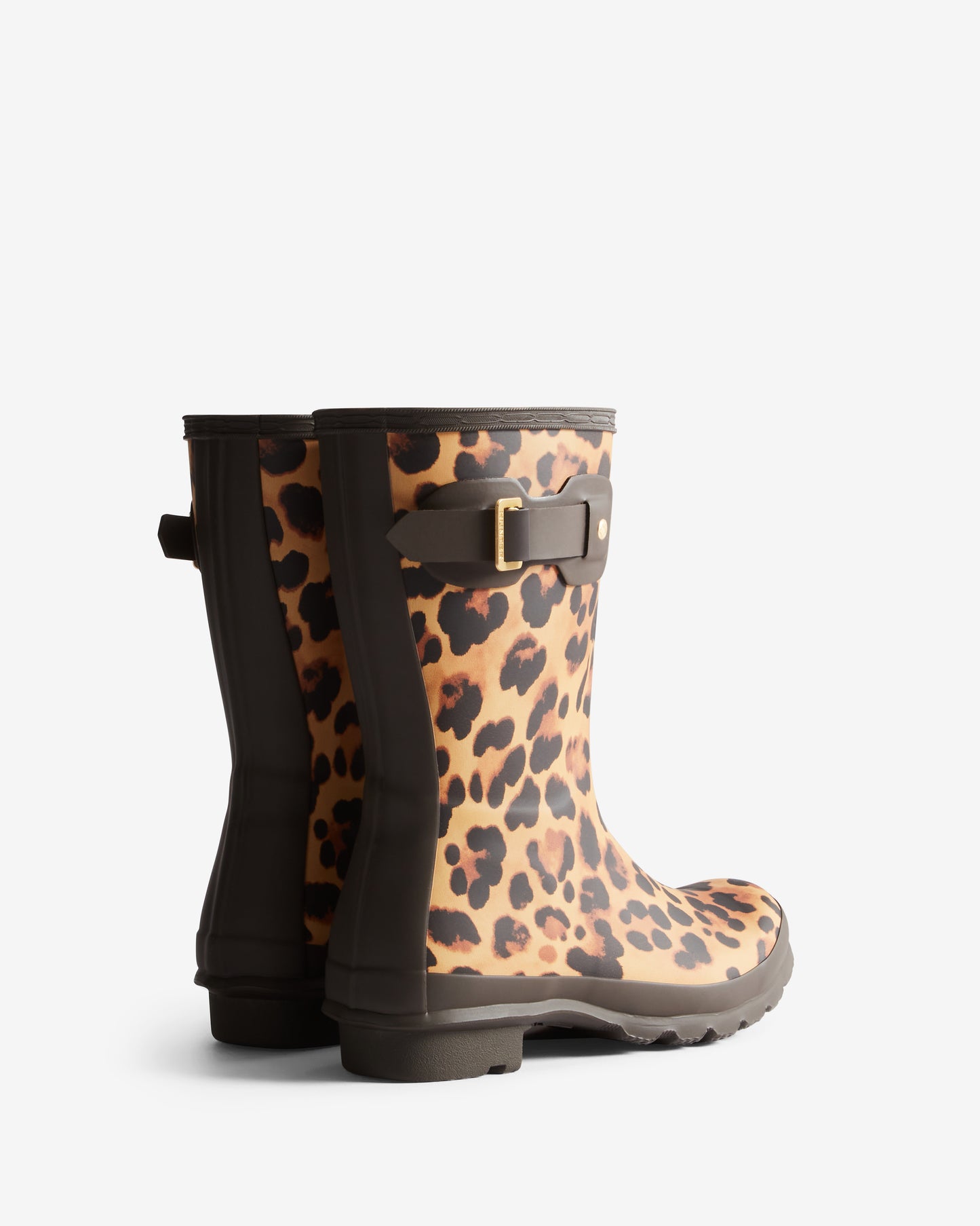 Hunter Womens Original Short Leopard Boot - Leopard Print/Chocolate Brown | CHO | Designer Womens Short Wellies