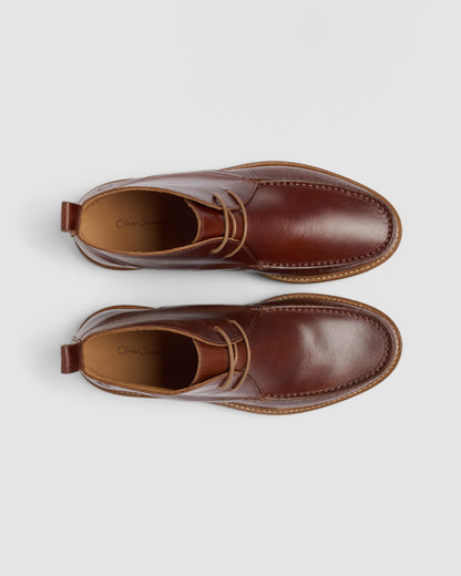Oliver Sweeney Xixona Mens Leather Moccasin Boots - Dark Tan/Gum