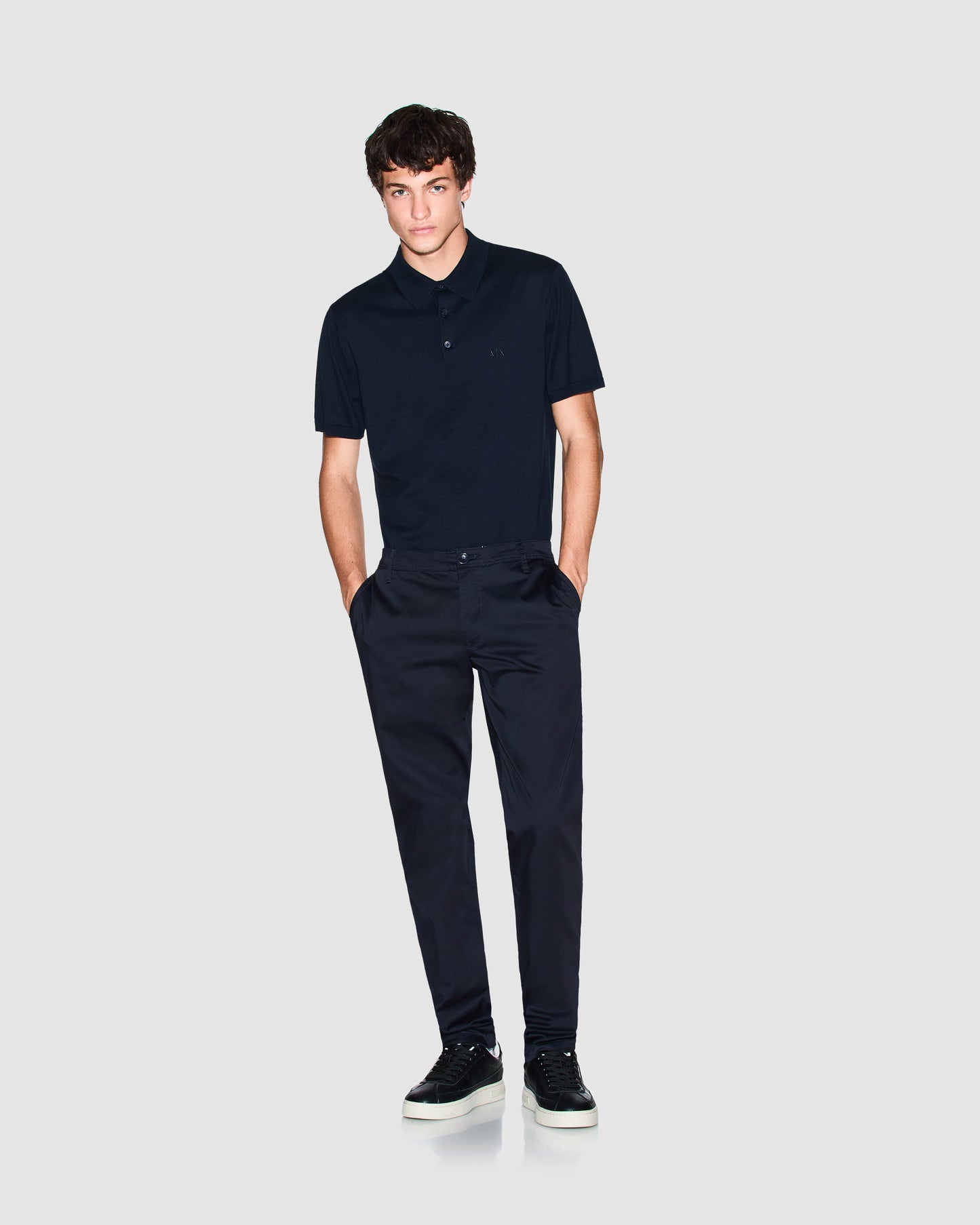 Armani Exchange Mens Stretch Cotton Chinos - Deep Navy UB101 - CHO - Designer Mens Chinos