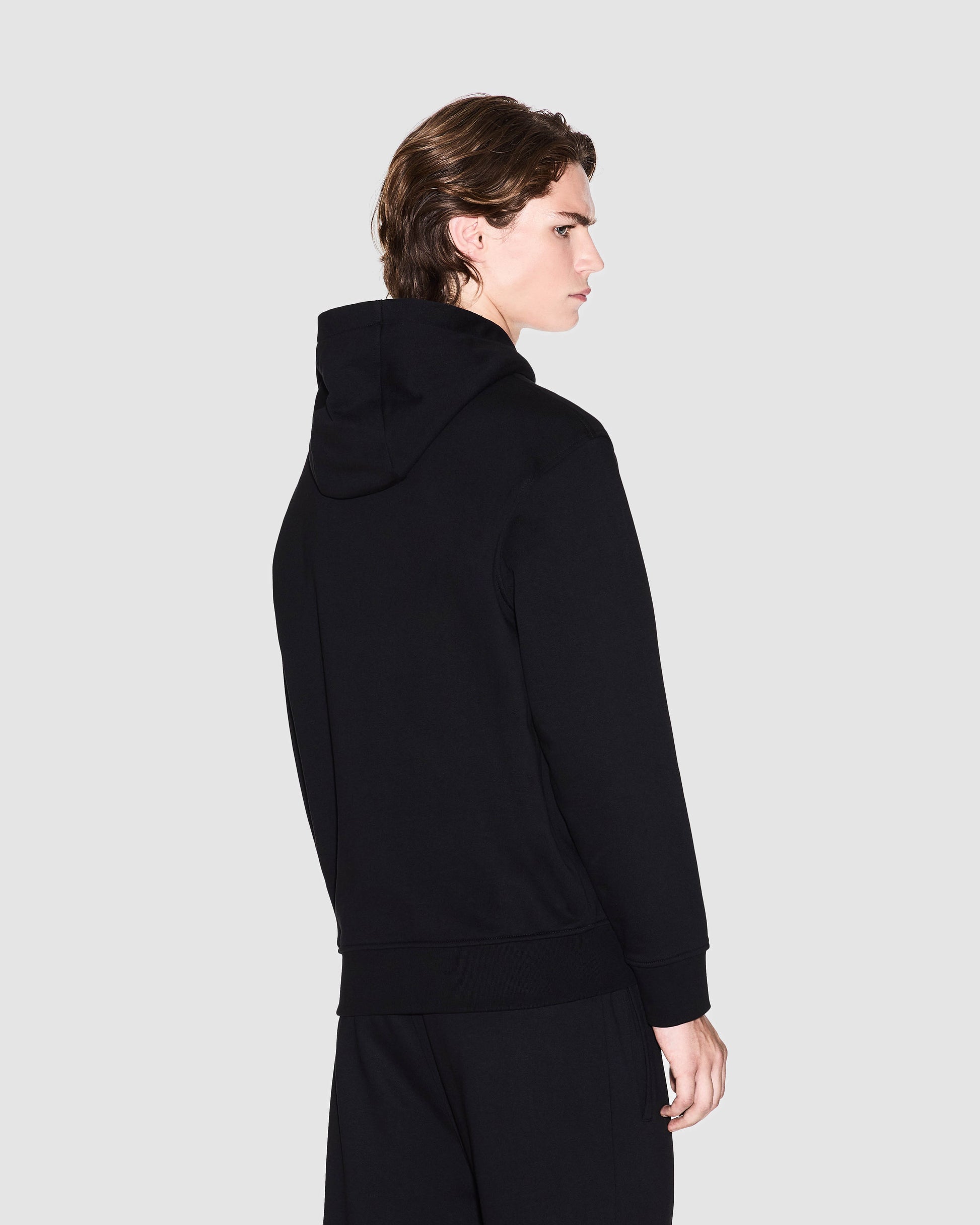 Armani Exchange Mens Pullover Hoodie with Tonal Milano/New York Logo - Black UC001 - CHO - Designer Mens Pullover Hoodies