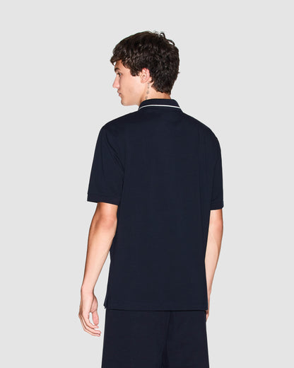 Armani Exchange Mens Milano/New York Polo Shirt with Contrast Tipping - Deep Navy UB101 - CHO - Designer Mens Short Sleeve Polo Shirts