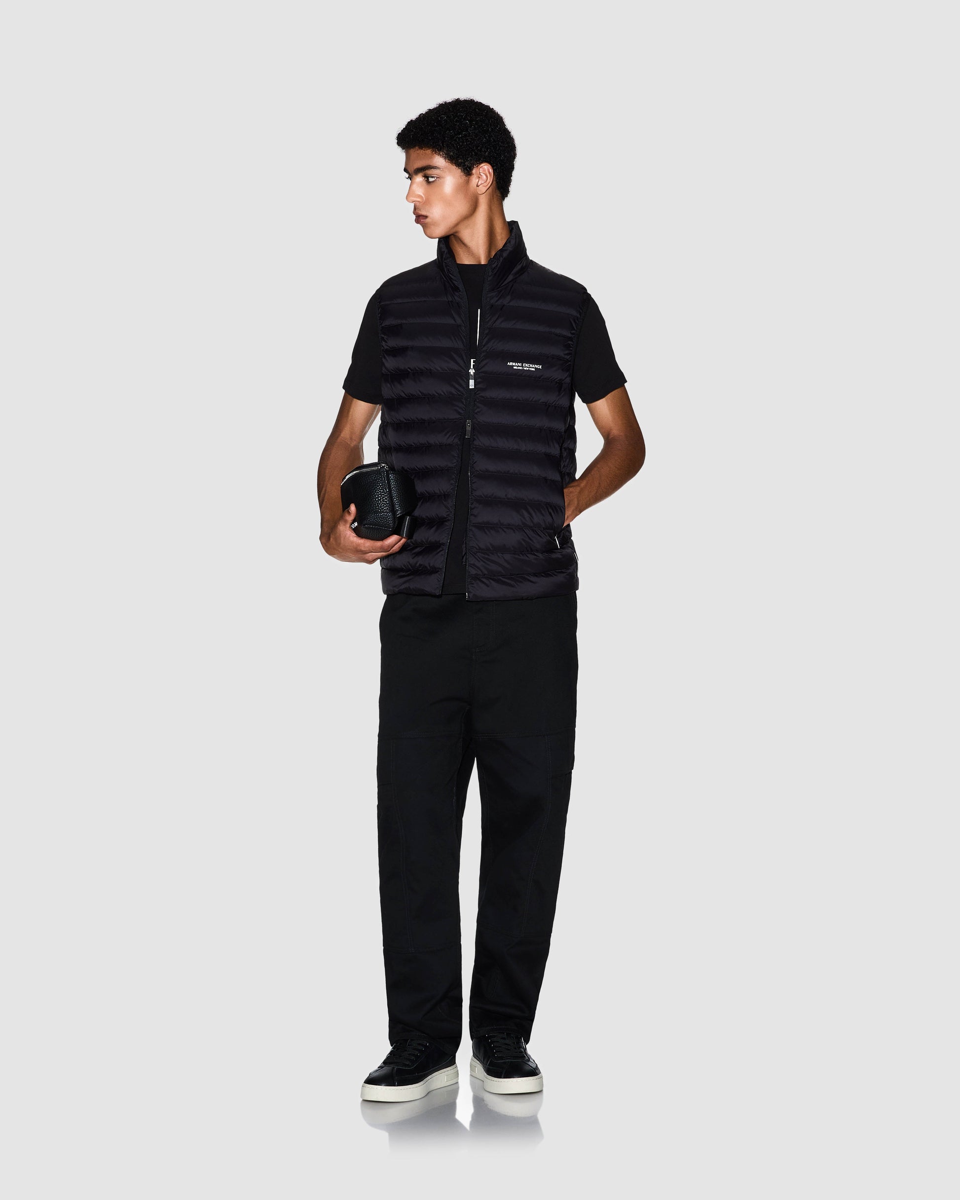 Armani Exchange Mens Milano/New York Down Gilet - Black UC001 - CHO - Designer Mens Padded Gilets