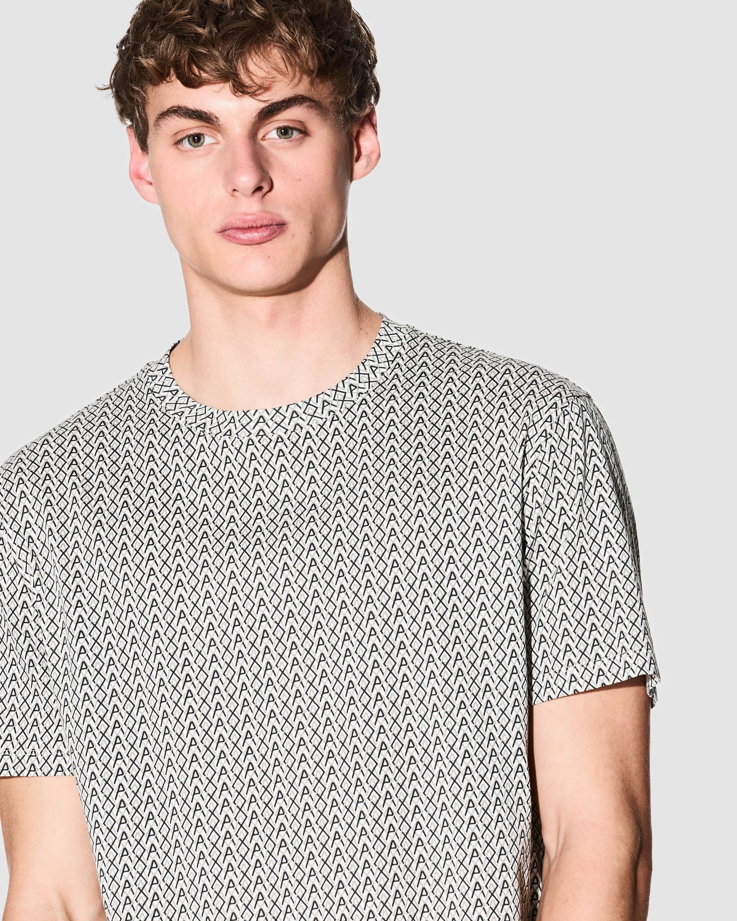 Armani Exchange Mens AX Pattern T-Shirt - Cream F0143 - CHO - Designer Mens Light Jackets