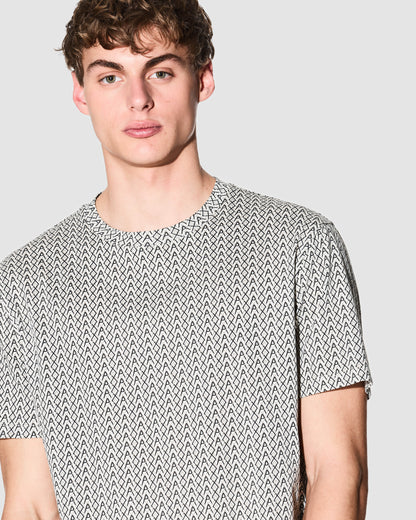 Armani Exchange Mens AX Pattern T-Shirt - Cream F0143 - CHO - Designer Mens Light Jackets
