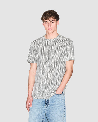 Armani Exchange Mens AX Pattern T-Shirt - Cream F0143 - CHO - Designer Mens Light Jackets