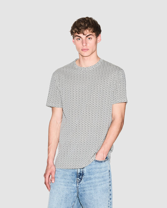Armani Exchange Mens AX Pattern T-Shirt - Cream F0143 - CHO - Designer Mens Light Jackets