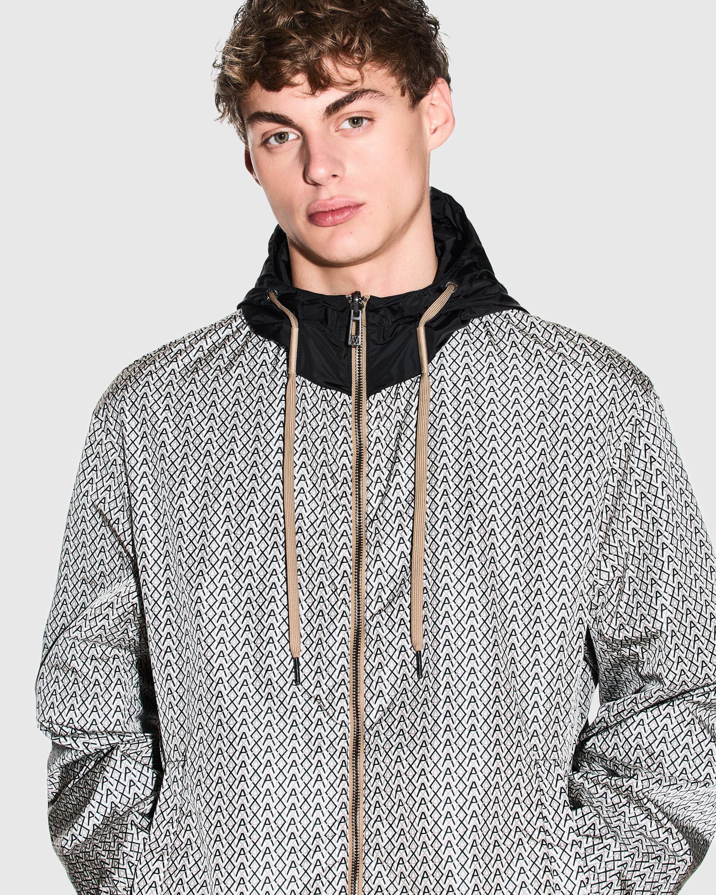 Armani Exchange Mens AX Pattern Reversible Jacket - Cream/Black M0245 - CHO - Designer Mens Light Jackets