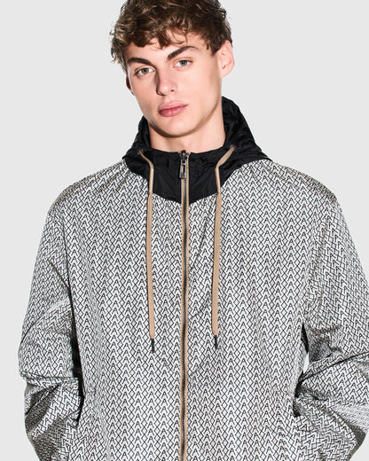 Armani Exchange Mens AX Pattern Reversible Jacket - Cream/Black M0245 - CHO - Designer Mens Light Jackets