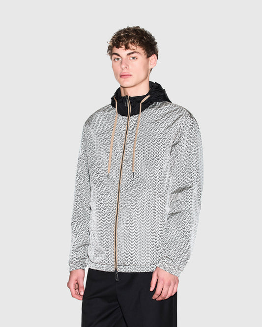 Armani Exchange Mens AX Pattern Reversible Jacket - Cream/Black M0245 - CHO - Designer Mens Light Jackets