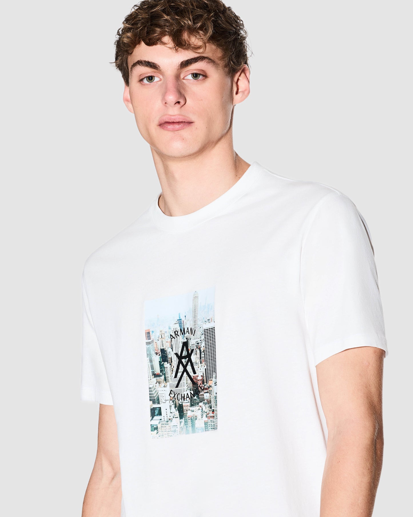 Armani Exchange Mens Graphic Print T-Shirt - Off White U0009 - CHO - Designer Mens Short Sleeve T-Shirts