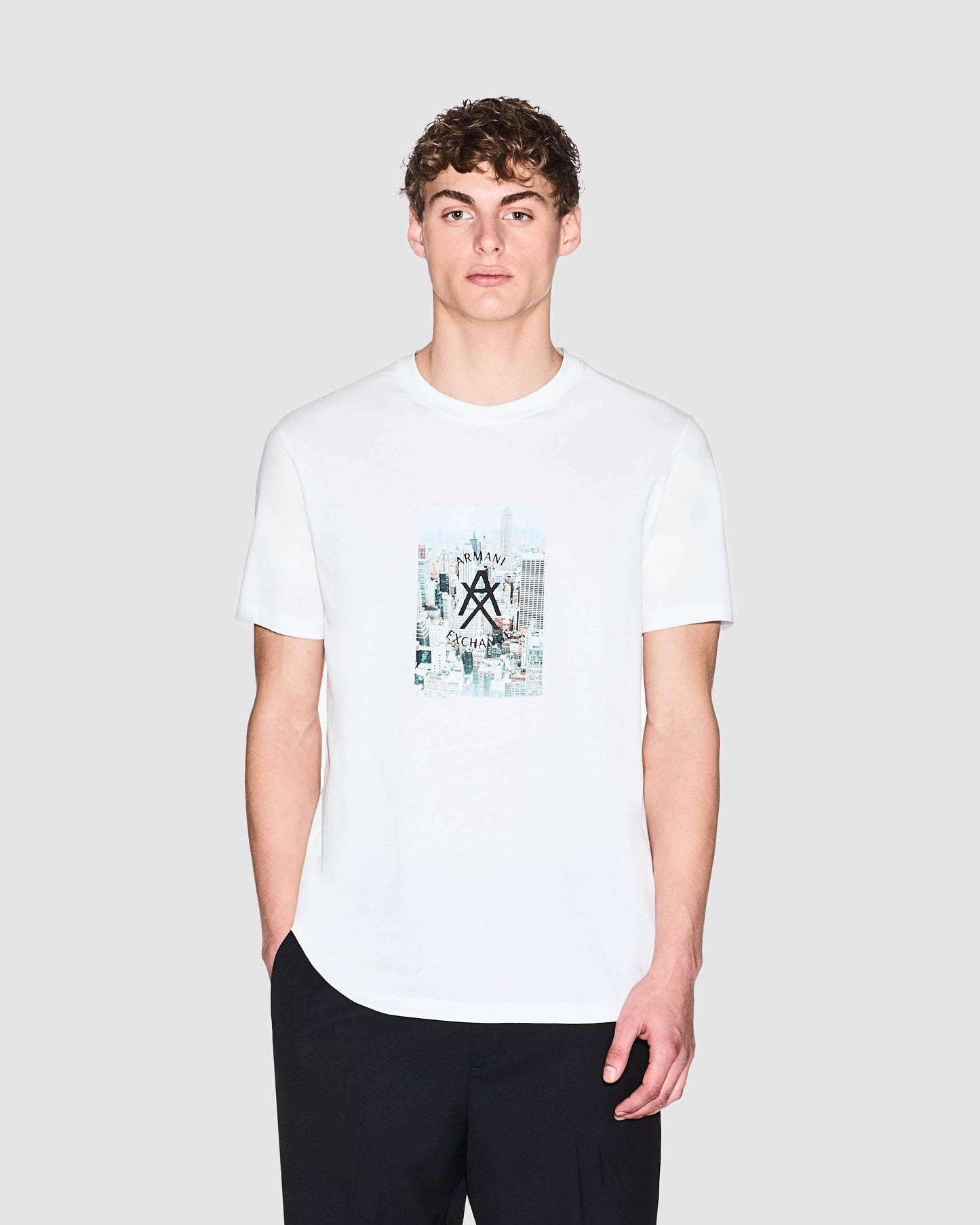 Armani Exchange Mens Graphic Print T-Shirt - Off White U0009 - CHO - Designer Mens Short Sleeve T-Shirts