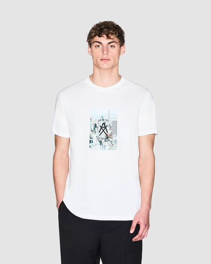 Armani Exchange Mens Graphic Print T-Shirt - Off White U0009 - CHO - Designer Mens Short Sleeve T-Shirts