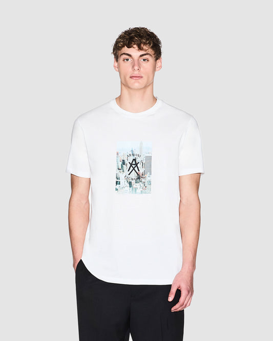 Armani Exchange Mens Graphic Print T-Shirt - Off White U0009 - CHO - Designer Mens Short Sleeve T-Shirts
