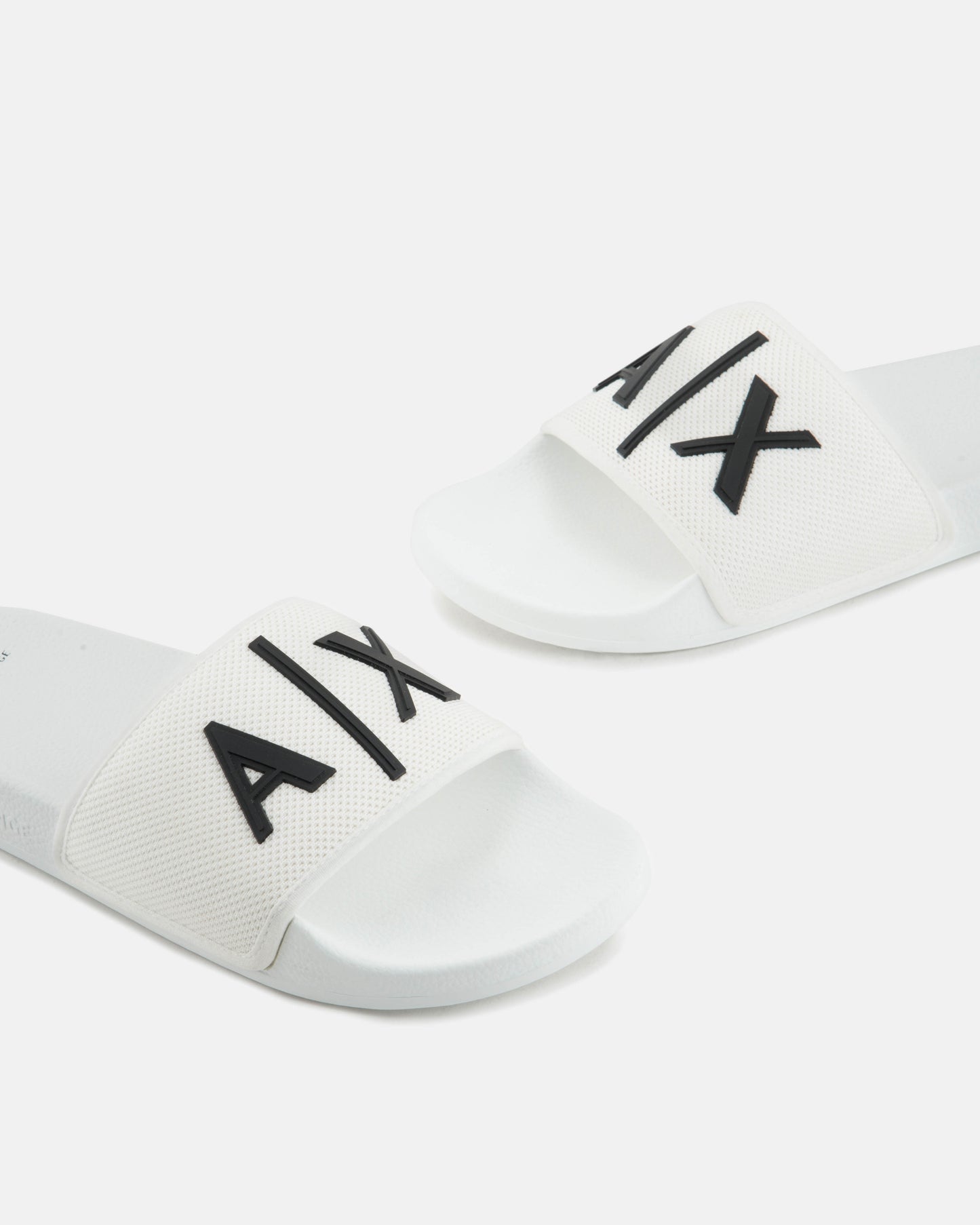 Armani Exchange Mens A|X Logo Sliders - Optical White/Black K488 - CHO - Designer Mens Slides