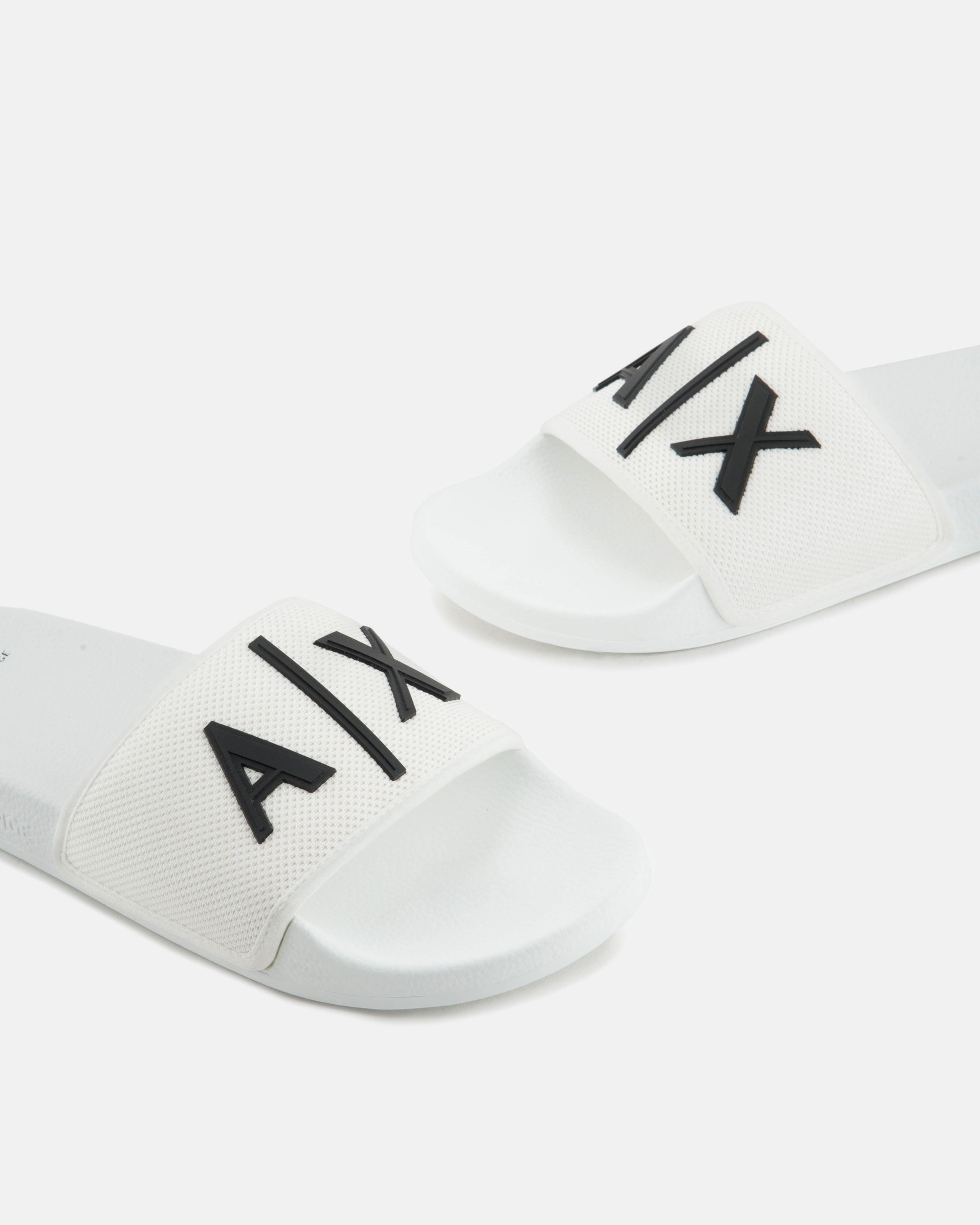 Armani Exchange Mens A|X Logo Sliders - Optical White/Black K488 - CHO - Designer Mens Slides