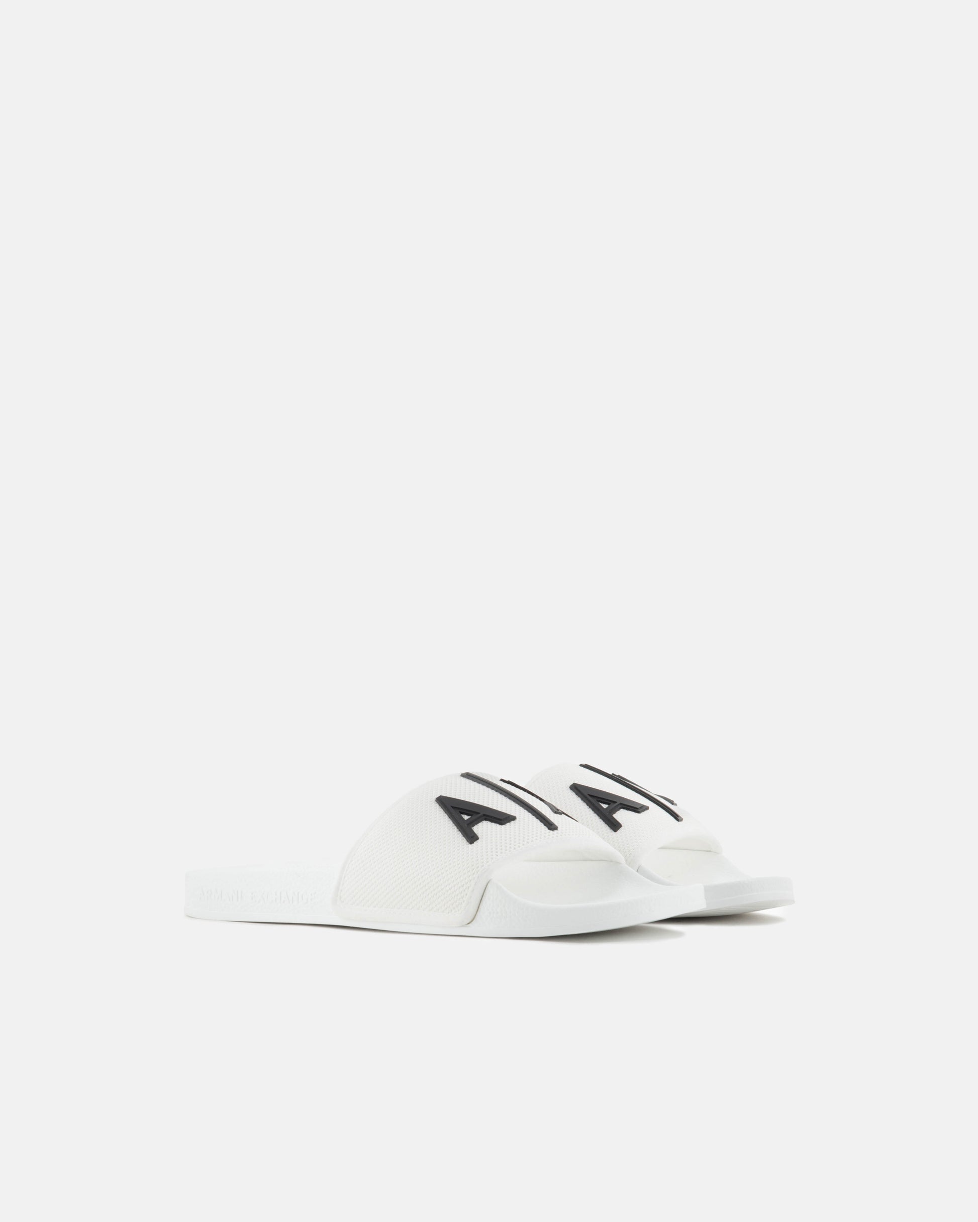 Armani Exchange Mens A|X Logo Sliders - Optical White/Black K488 - CHO - Designer Mens Slides