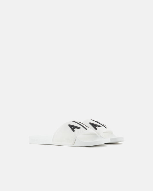 Armani Exchange Mens A|X Logo Sliders - Optical White/Black K488 - CHO - Designer Mens Slides