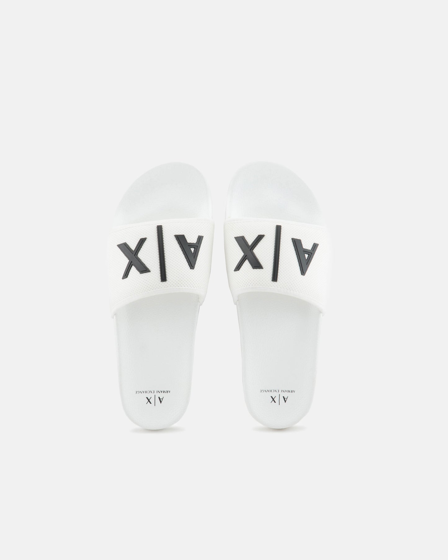 Armani Exchange Mens A|X Logo Sliders - Optical White/Black K488 - CHO - Designer Mens Slides