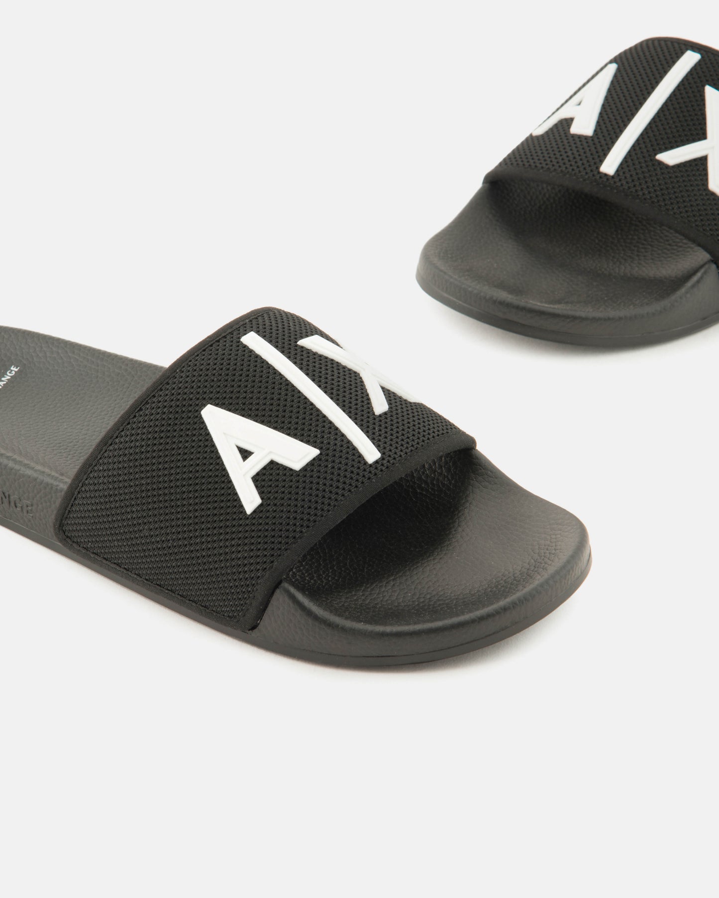 Armani Exchange Mens A|X Logo Sliders - Black/Optical White S277 - CHO - Designer Mens Slides
