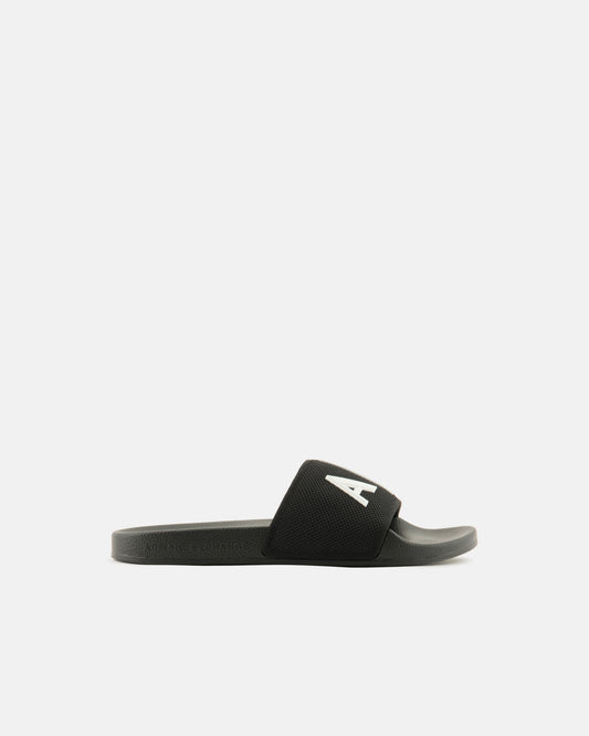 Armani Exchange Mens A|X Logo Sliders - Black/Optical White S277 - CHO - Designer Mens Slides