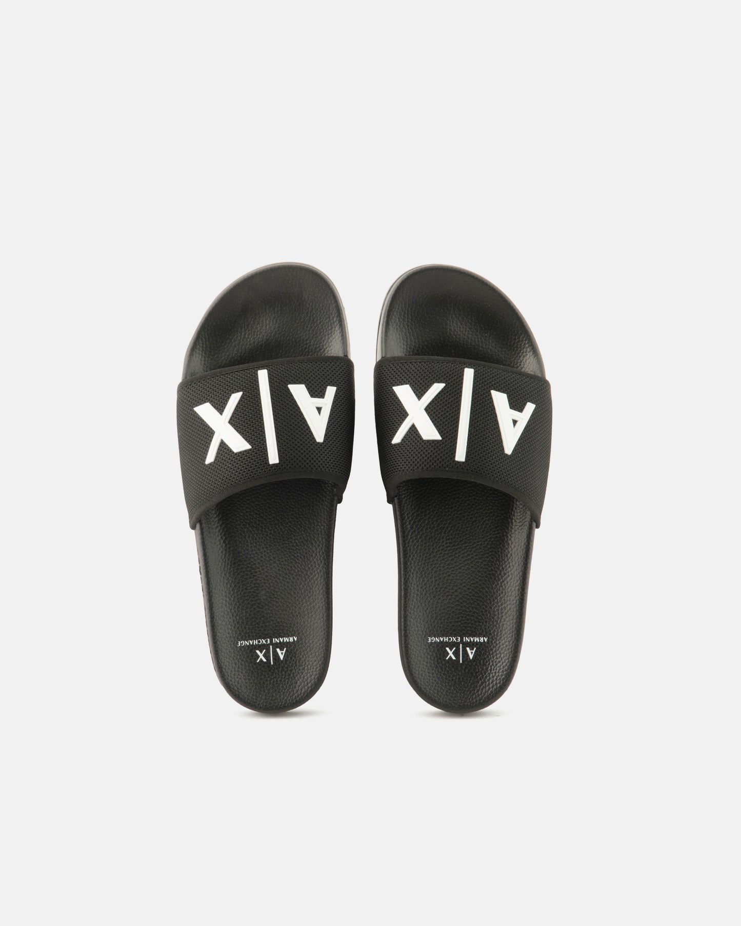 Armani Exchange Mens A|X Logo Sliders - Black/Optical White S277 - CHO - Designer Mens Slides