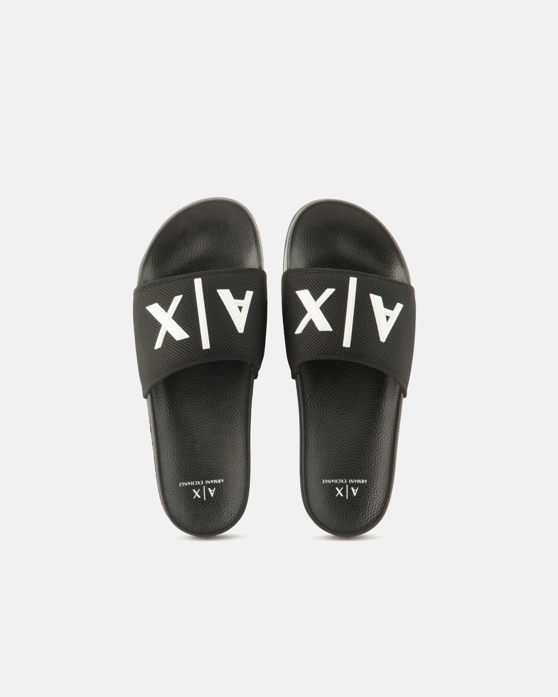 Armani Exchange Mens A|X Logo Sliders - Black/Optical White S277 - CHO - Designer Mens Slides
