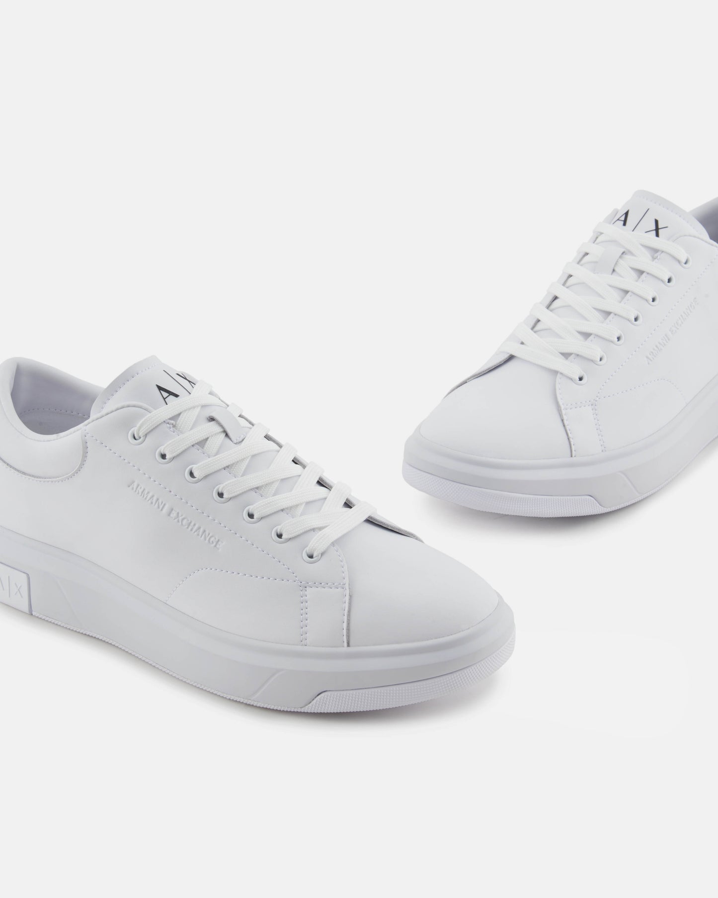 Armani Exchange Mens Leather Sneakers - Optical White 00152 - CHO - Designer Mens Trainers