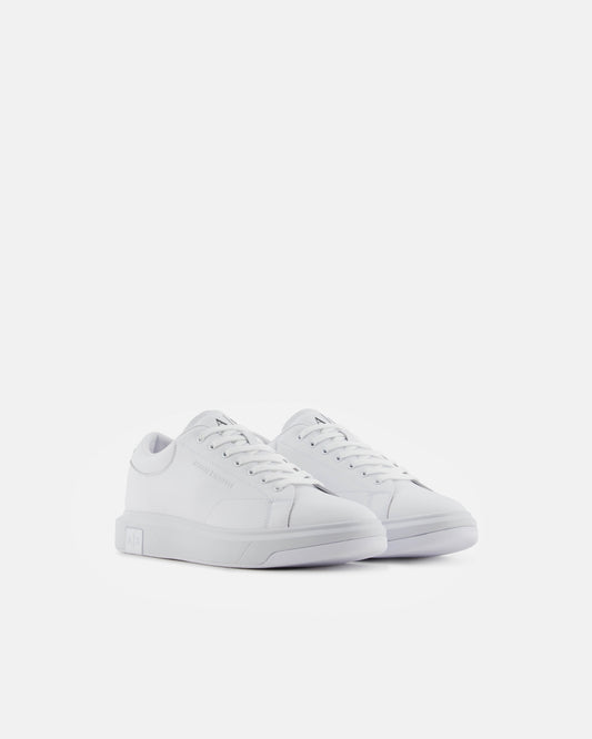 Armani Exchange Mens Leather Sneakers - Optical White 00152 - CHO - Designer Mens Trainers