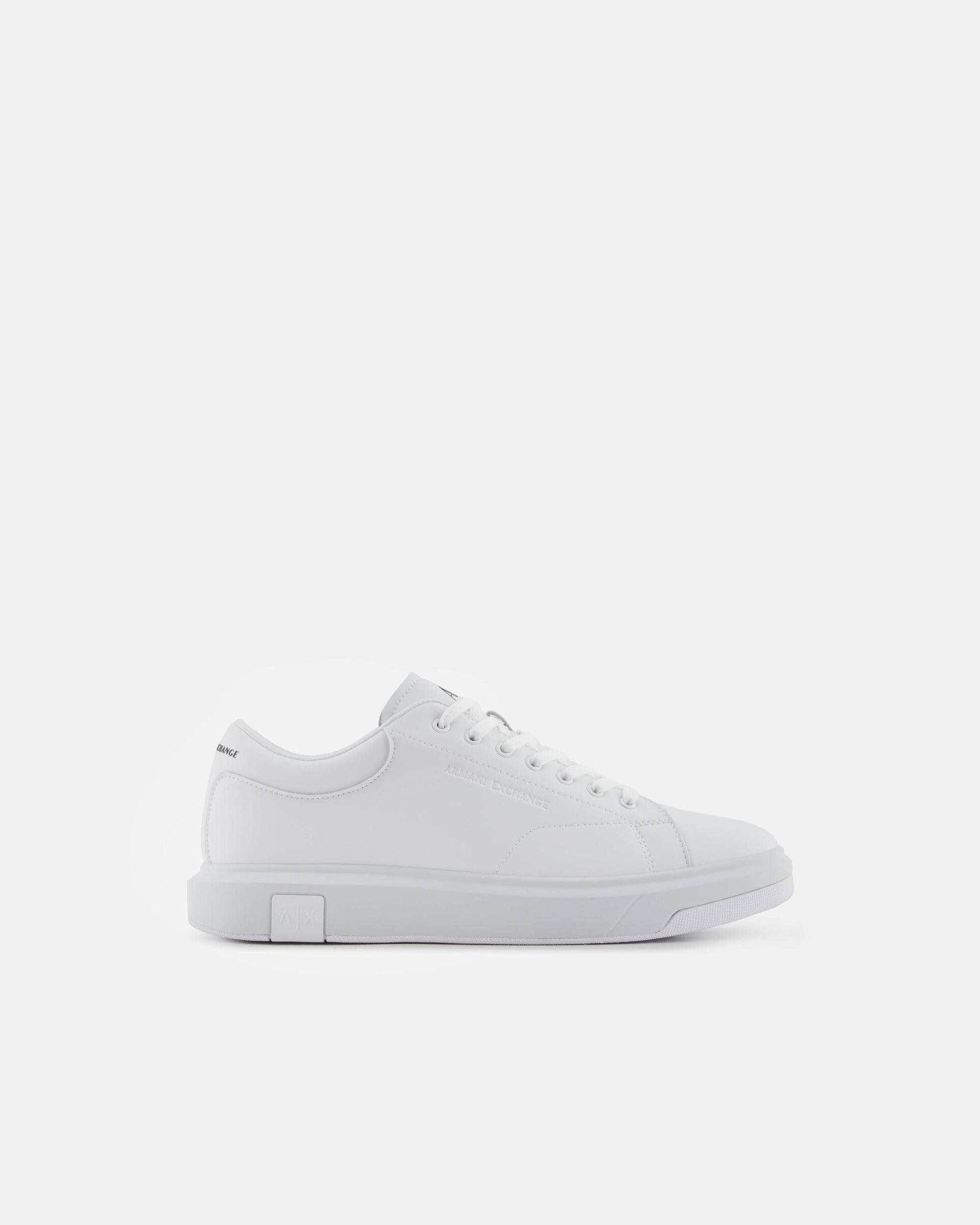 Armani Exchange Mens Leather Sneakers - Optical White 00152 - CHO - Designer Mens Trainers