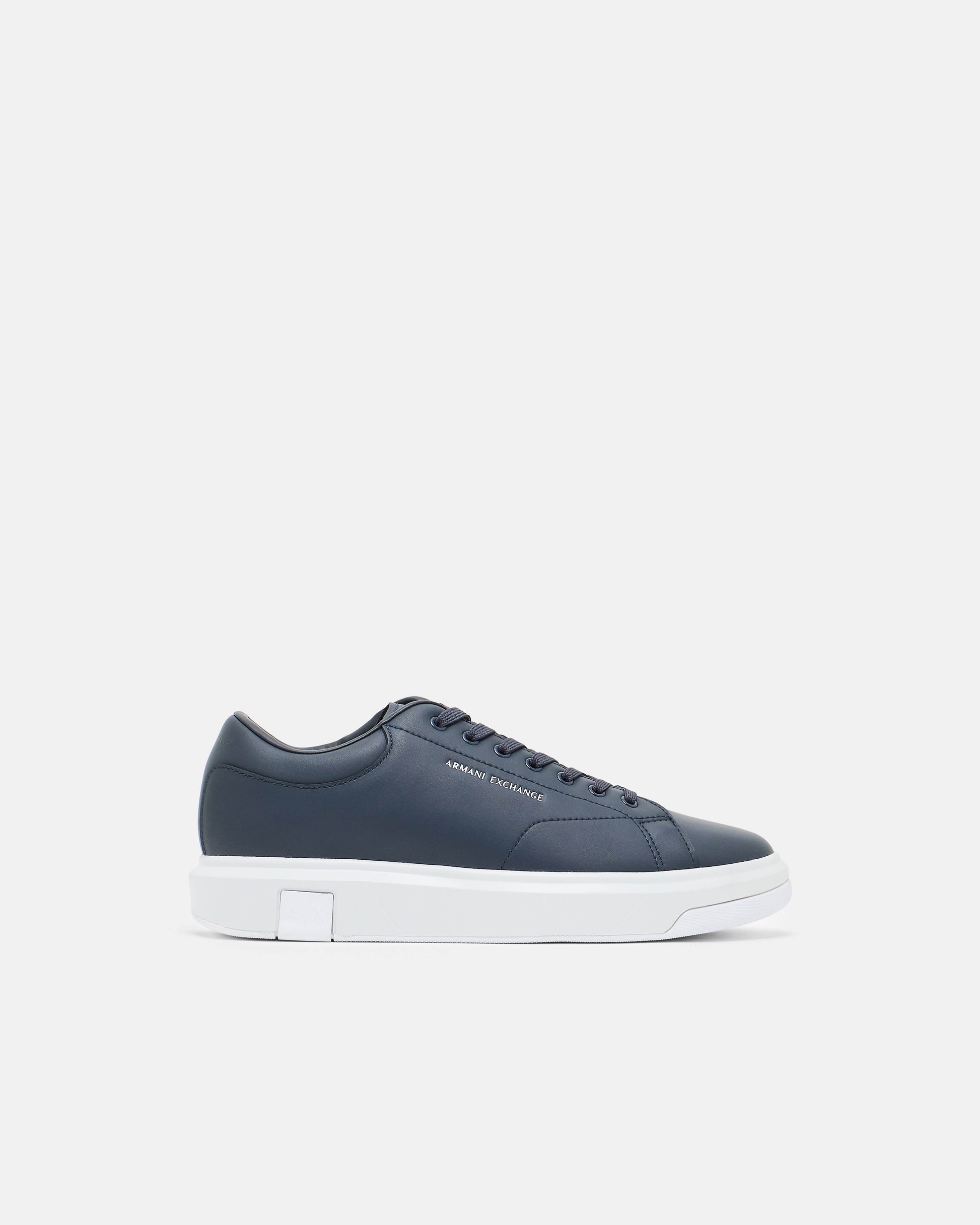 Armani Exchange Mens Leather Sneakers - Navy 00285 - CHO - Designer Mens Trainers
