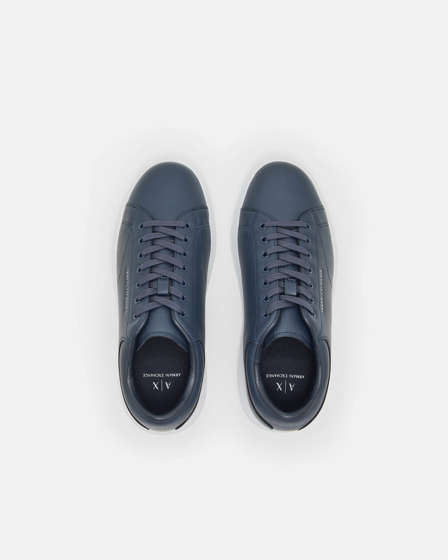 Armani Exchange Mens Leather Sneakers - Navy 00285 - CHO - Designer Mens Trainers