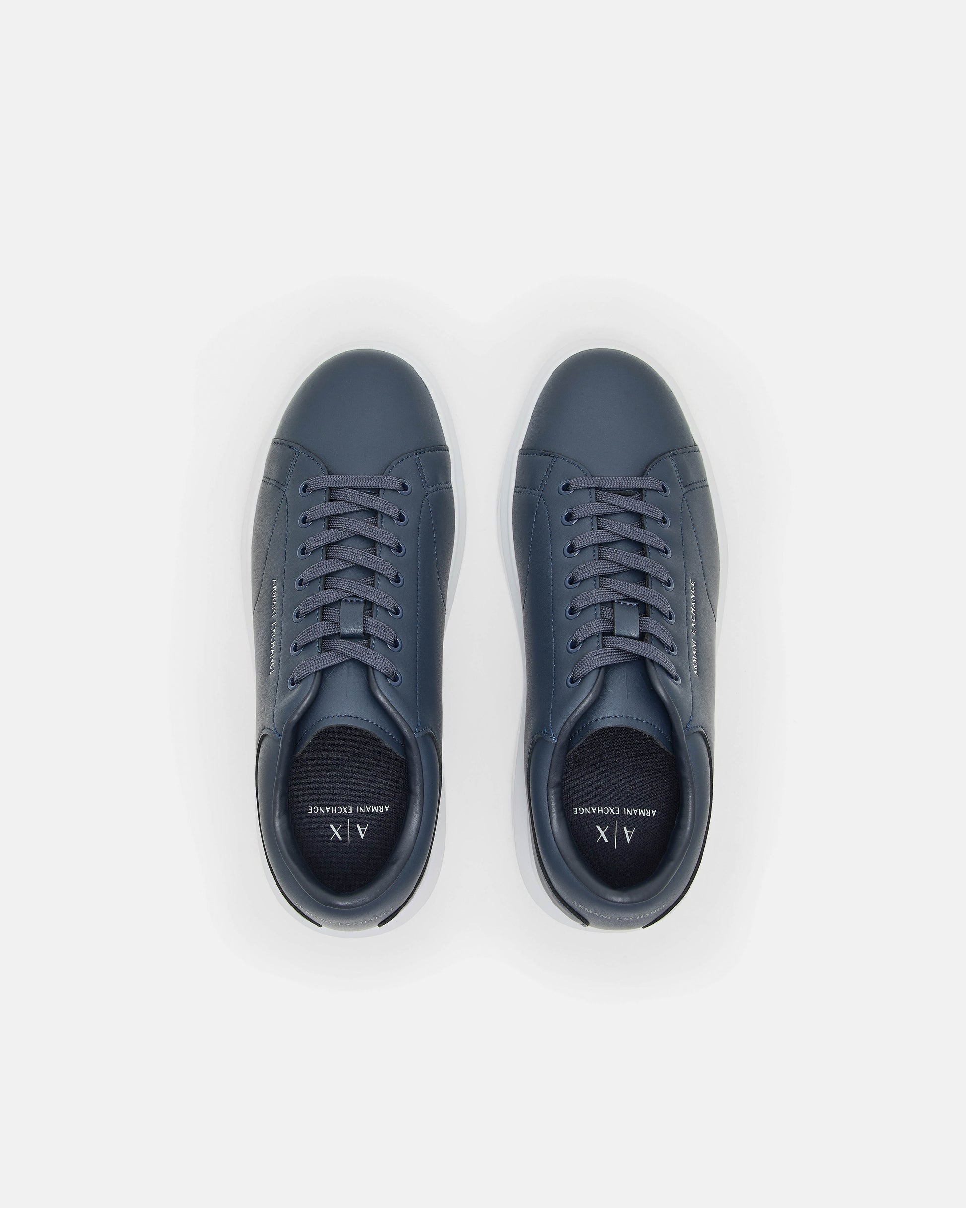 Armani Exchange Mens Leather Sneakers - Navy 00285 - CHO - Designer Mens Trainers