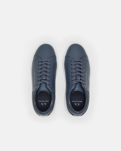 Armani Exchange Mens Leather Sneakers - Navy 00285 - CHO - Designer Mens Trainers