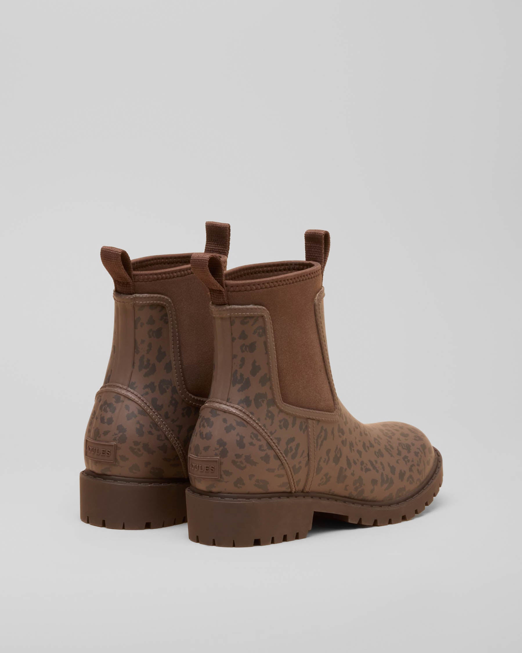 Joules Oakfield Womens Short Wellies - Leopard, pair, back