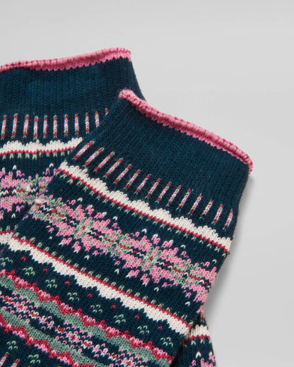 Joules Lucille Womens Fairisle Socks - Navy/Pink