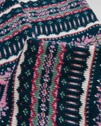 Joules Lucille Womens Fairisle Socks - Navy/Pink