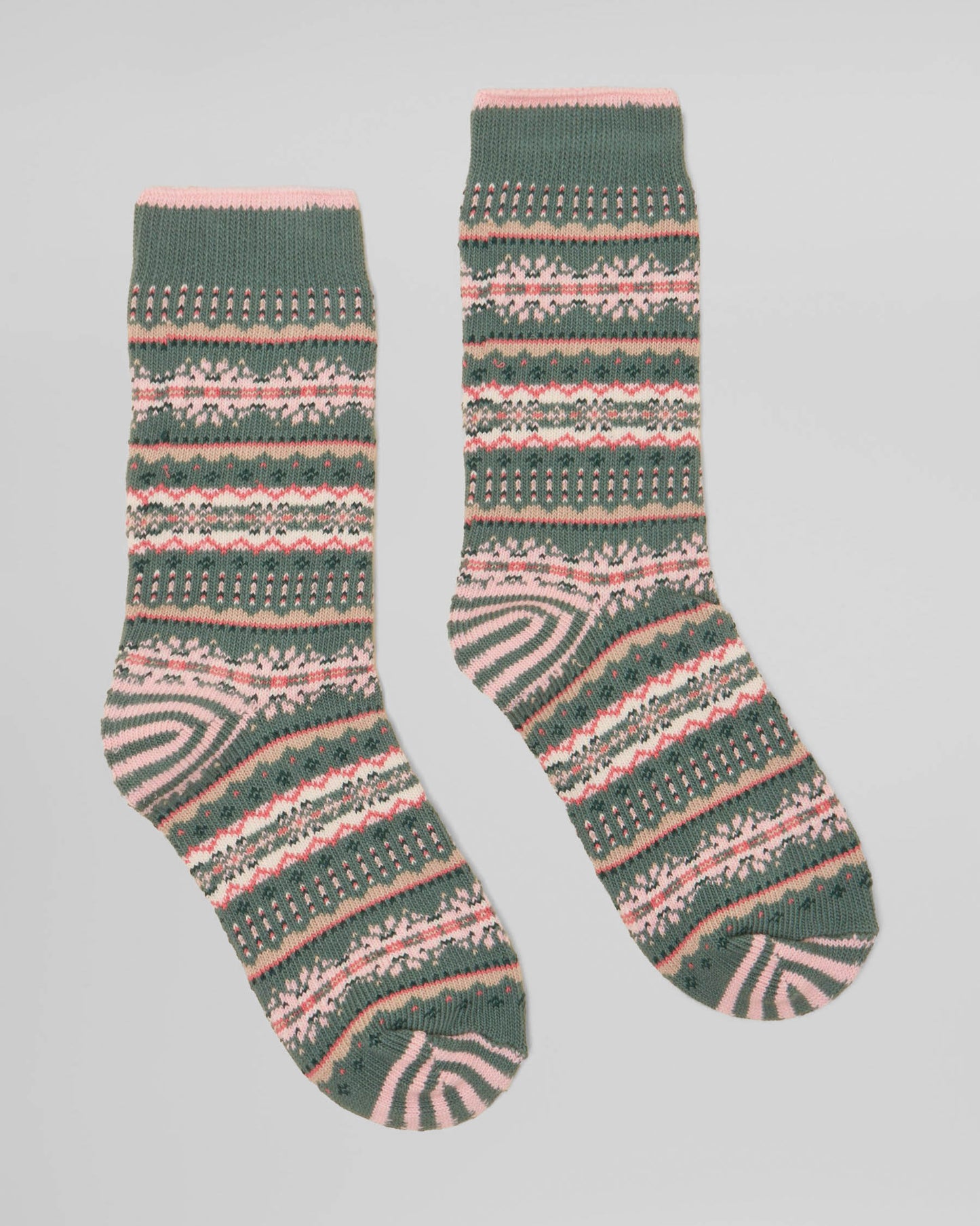 Joules Lucille Womens Fairisle Socks - Khaki Green