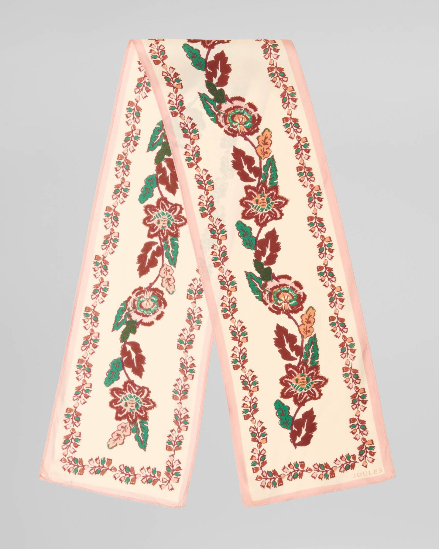 Joules Highgrove Womens Silk Skinny Scarf - Ecru Floral