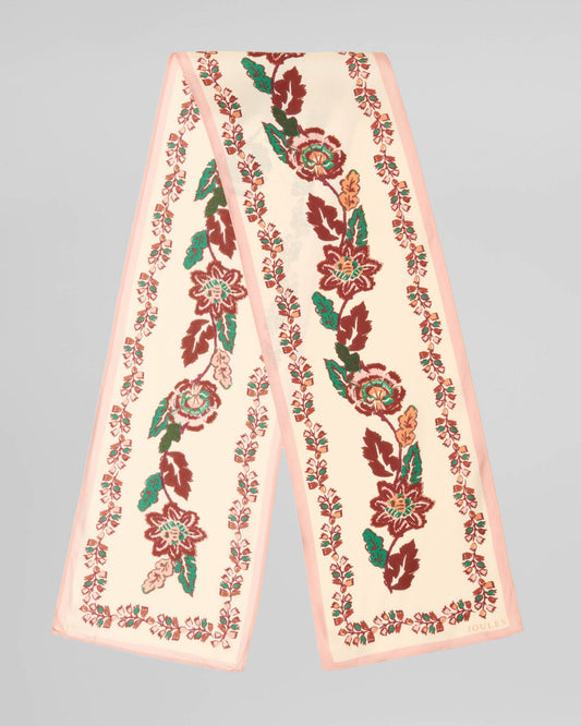 Joules Highgrove Womens Silk Skinny Scarf - Ecru Floral | CHO | Designer Womens Scarves