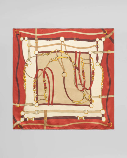 Joules Bloomfield Womens Silk Scarf - Burnt Orange Bridle