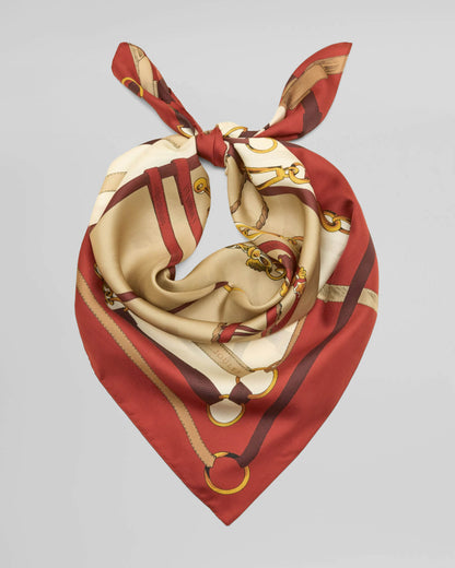 Joules Bloomfield Womens Silk Scarf - Burnt Orange Bridle
