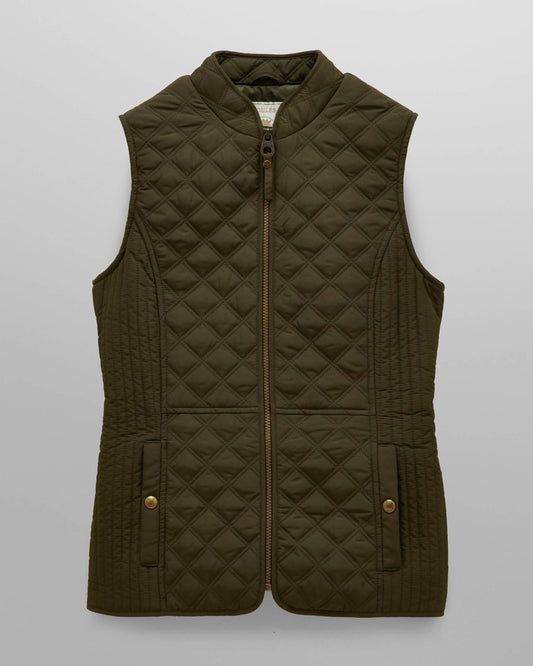 Joules Minx Womens Diamond Quilt Gilet - Rosemary Green