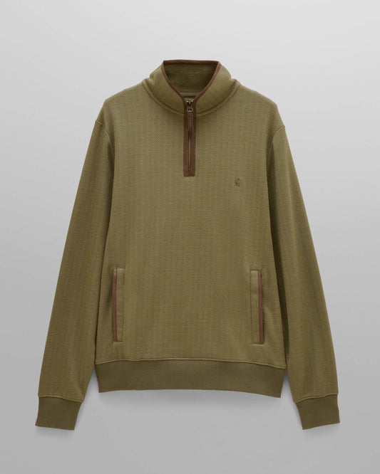 Joules Mens Heritage Sweat 1/4 Zip - Green | CHO | Designer Mens Fleece Jackets