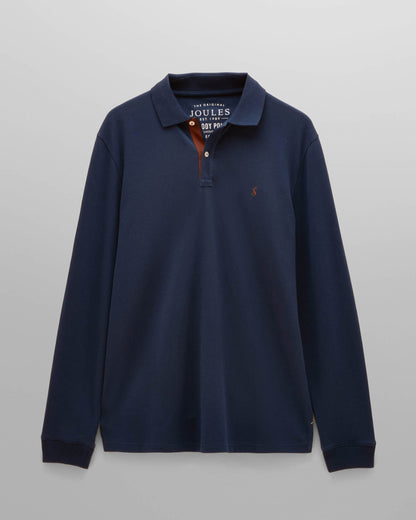 Joules Woody Mens Long Sleeve Polo Shirt - Navy | CHO | Designer Mens Long Sleeve Polo Shirts
