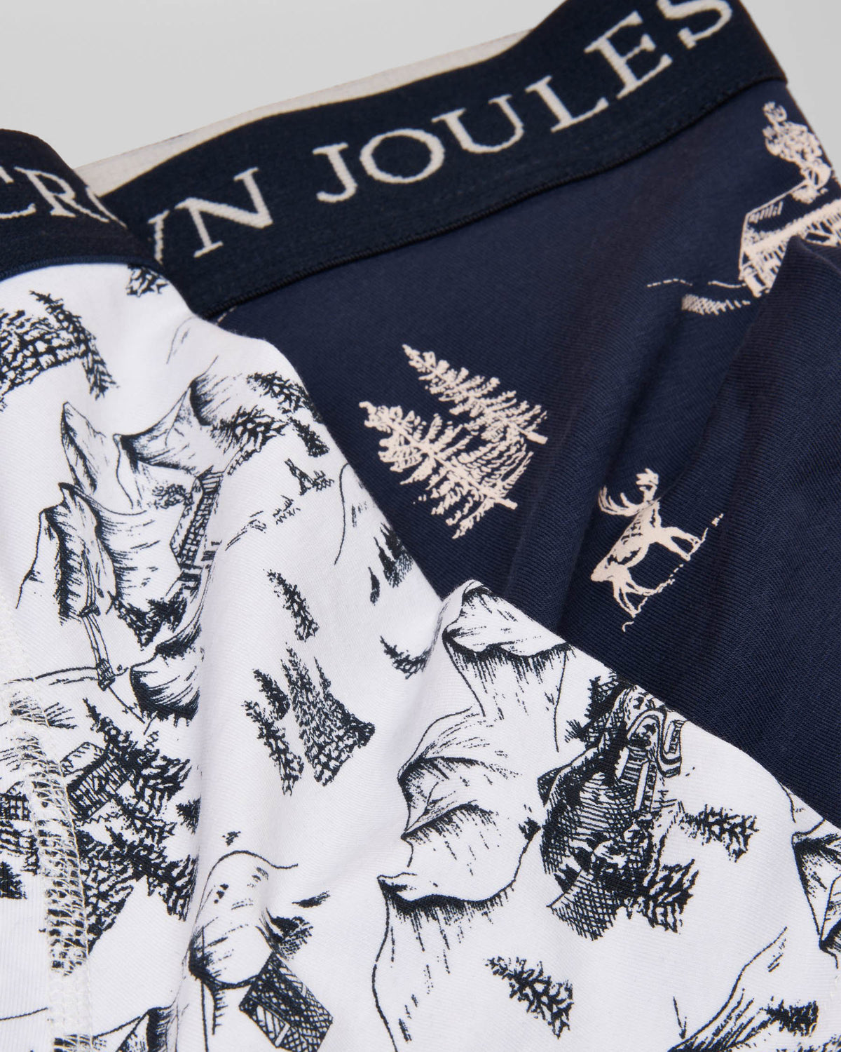 Joules 2 Pack Mens Crown Joules Boxers - Cream/Navy detail