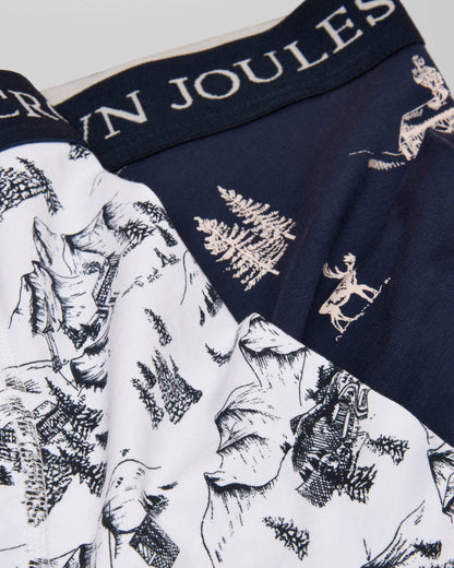 Joules 2 Pack Mens Crown Joules Boxers - Cream/Navy detail