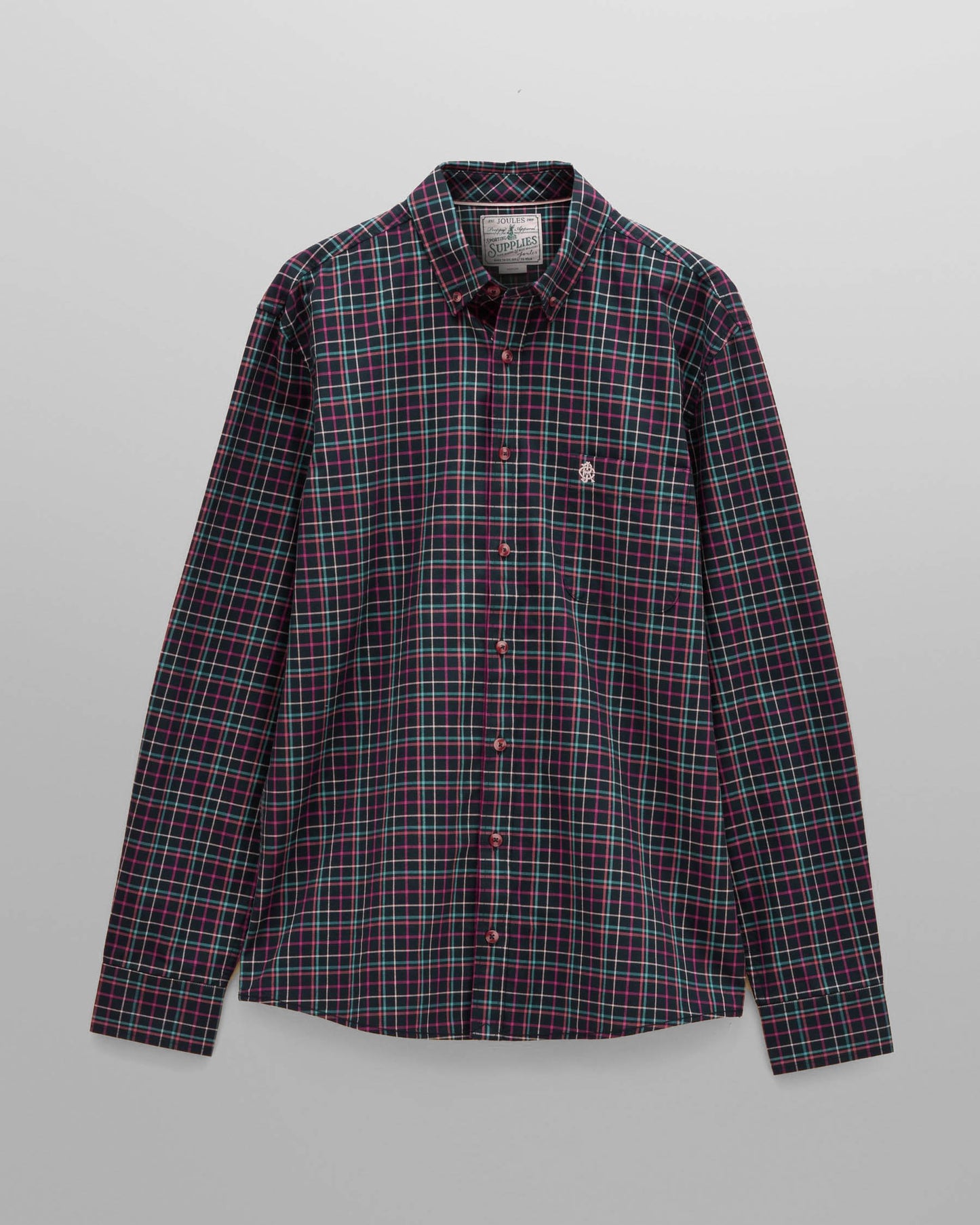 Joules Mens Classic Fit Check Oxford Shirt - Navy