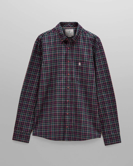 Joules Mens Classic Fit Check Oxford Shirt - Navy | CHO | Designer Mens Long Sleeve Shirts