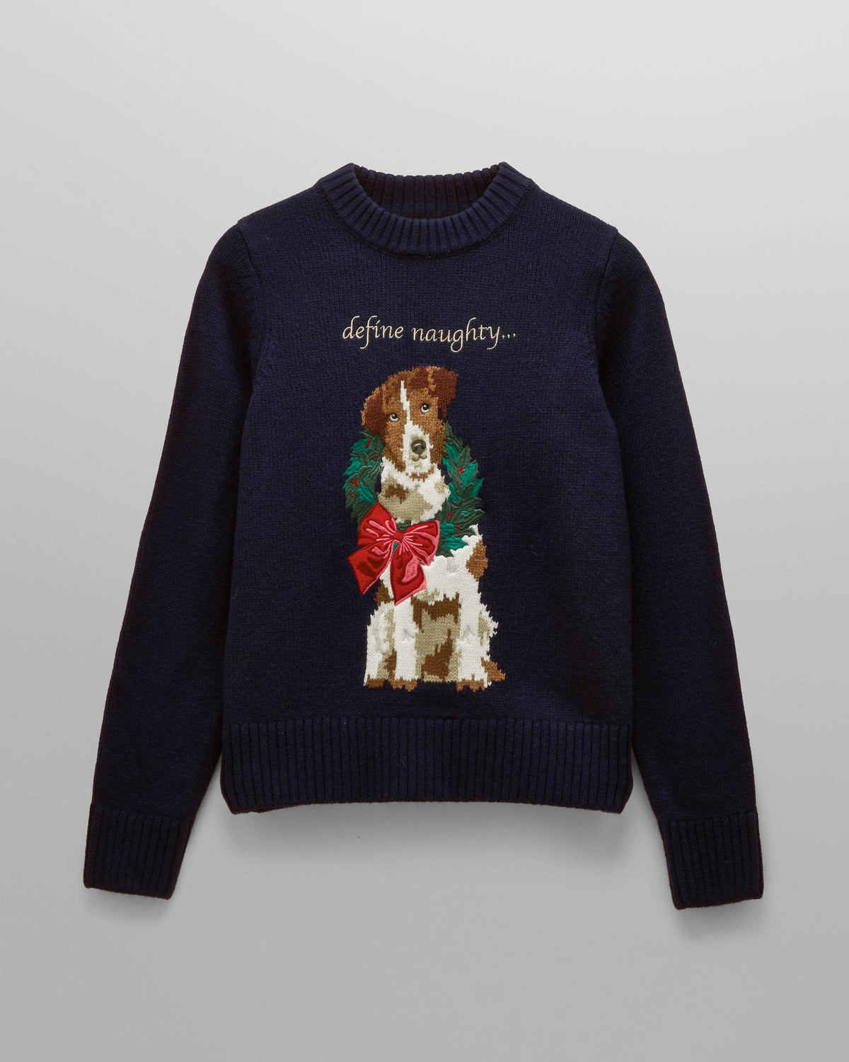 Joules Noelle Womens Festive Intarsia Jumper - Navy/Dog